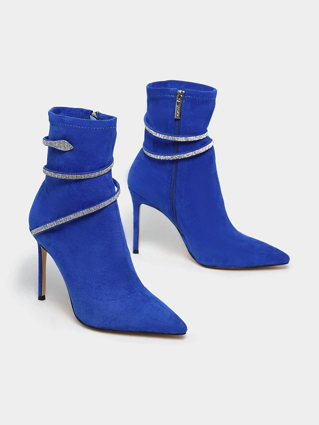 Полусапоги женские демисезонные, цвет синий, искусственный велюр 1398947 | 2