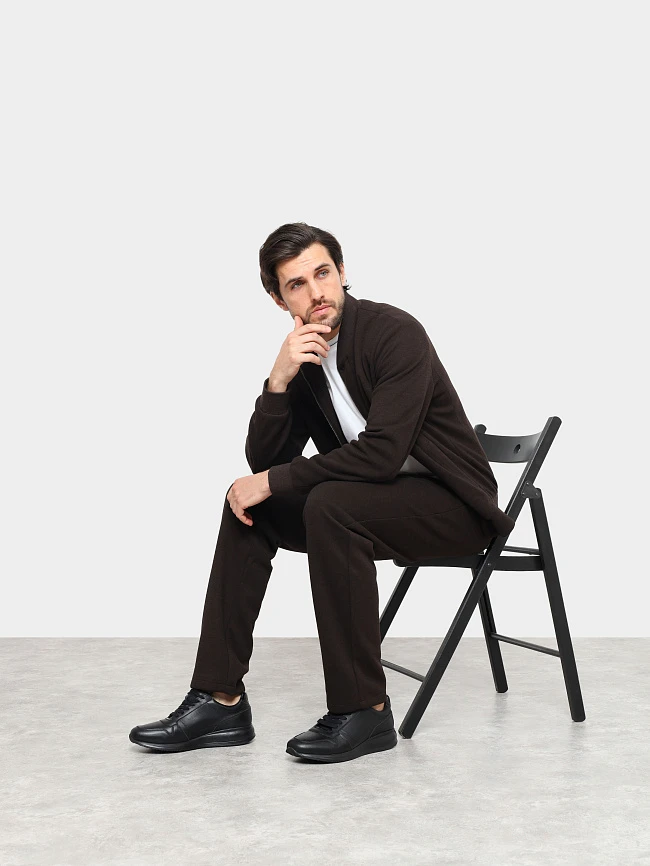 Кроссовки мужские демисезонные, цвет черный, натуральная кожа M969001 | 11