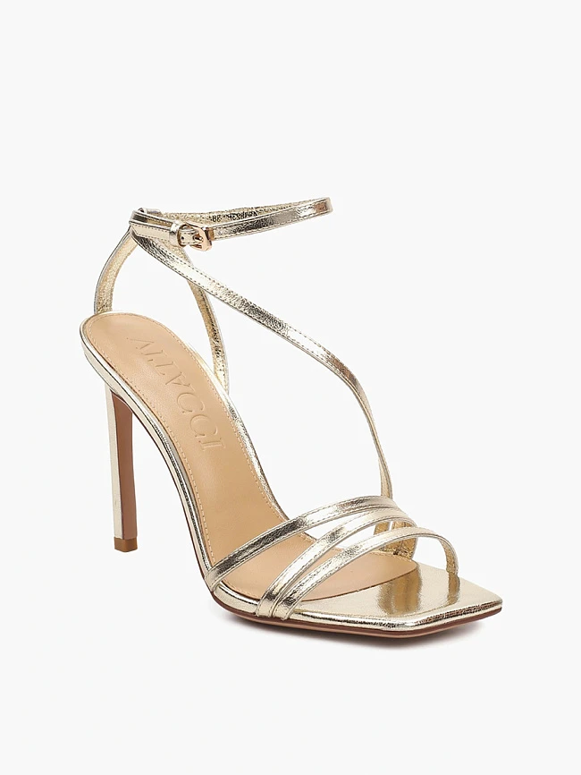 Босоножки женские летние, цвет золотой, натуральная кожа 495823P | 2