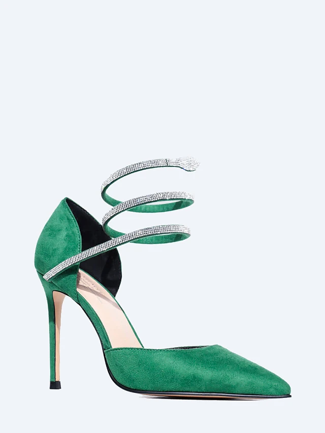 Туфли женские всесезонные, цвет зеленый, искусственный велюр 1398927 | 1