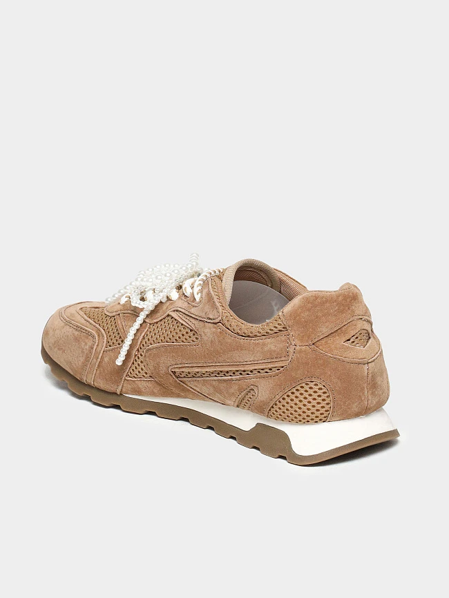 Кроссовки женские летние, цвет коричневый, натуральный нубук/текстиль 3630414 | 3