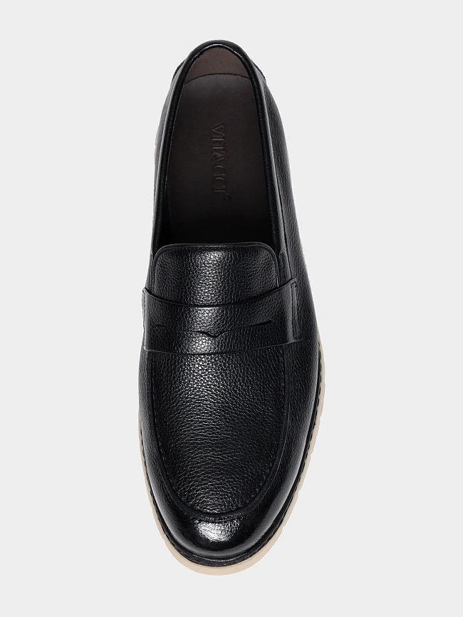 Лоферы мужские летние, цвет черный, натуральная кожа M262287 | 4