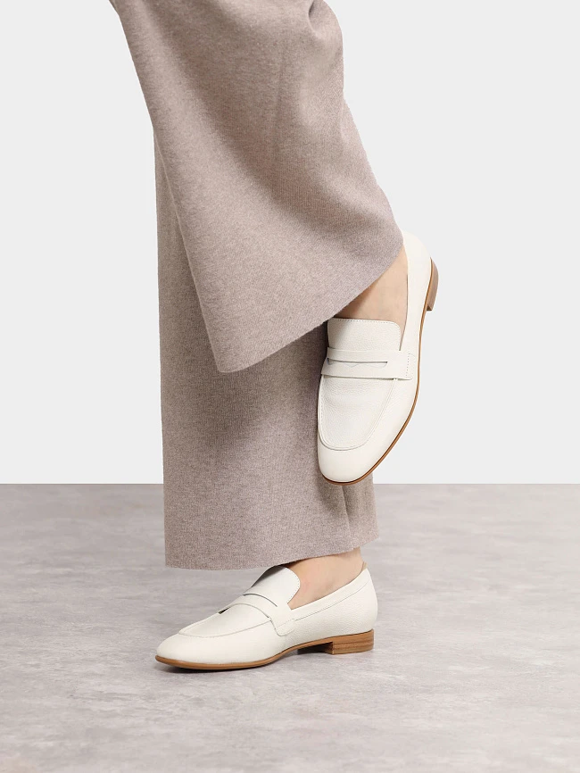 Лоферы женские всесезонные, цвет белый, натуральная кожа 494888 | 9