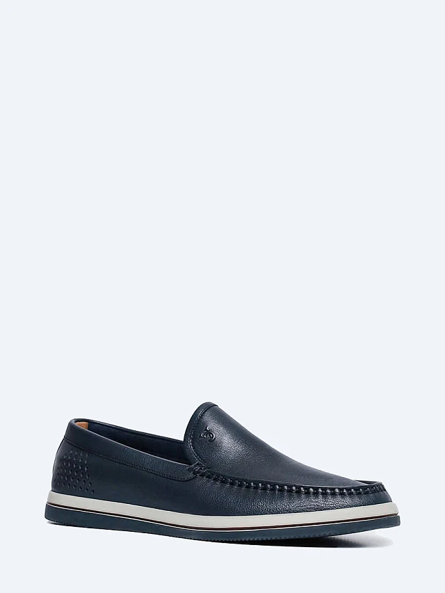 Мокасины мужские демисезонные, цвет синий, натуральная кожа M80604 | 1