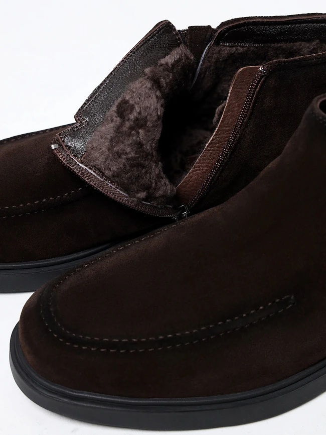 Ботинки мужские зимние, цвет коричневый, натуральный спилок M801244M | 6