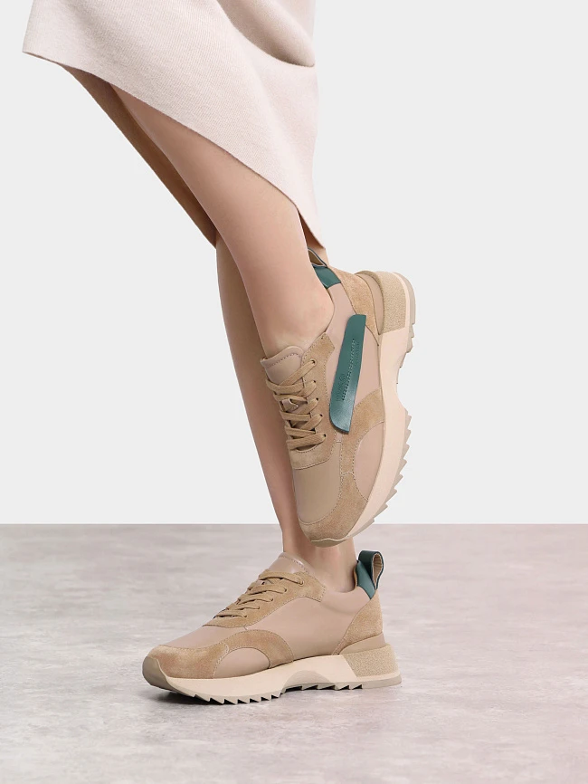 Кроссовки женские демисезонные, цвет бежевый, натуральная кожа/натуральный спилок 1013398 | 10