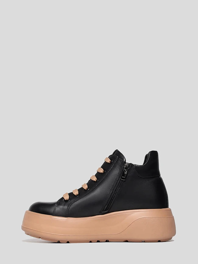 Кеды женские демисезонные, цвет черный, натуральная кожа 136542 | 3