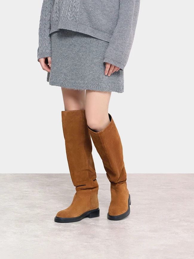 Ботфорты женские демисезонные, цвет коричневый, натуральный спилок 1820419 | 8