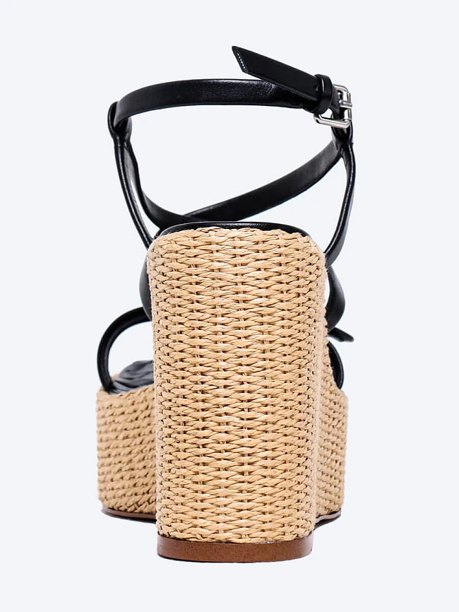 Босоножки женские летние, цвет черный, натуральная кожа/текстиль 1821385 | 5