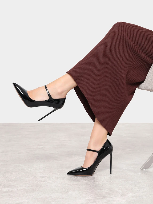 Туфли женские всесезонные, цвет черный, натуральная лаковая кожа 496686 | 12