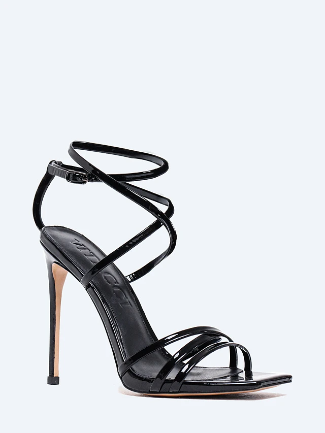 Босоножки женские летние, цвет черный, натуральная лаковая кожа 496868 | 1