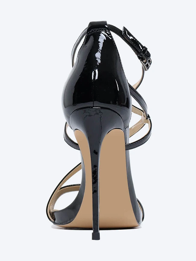 Босоножки женские летние, цвет черный, натуральная лаковая кожа 495826P | 5