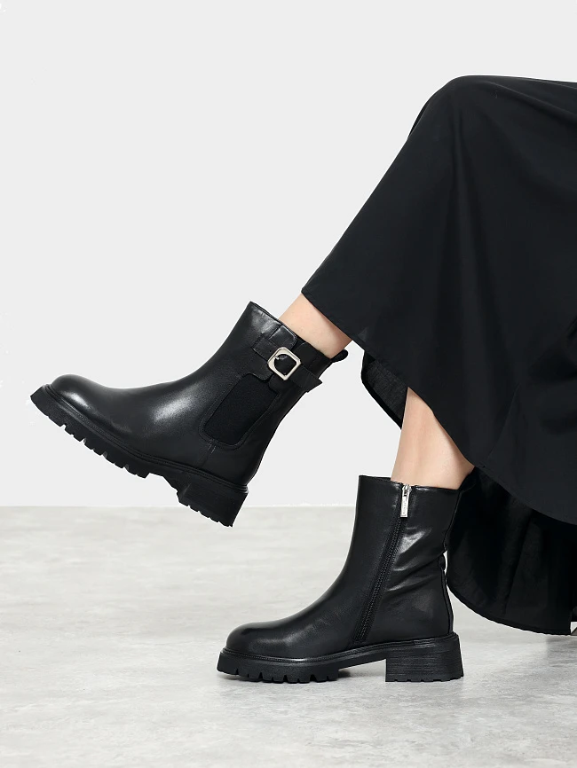 Ботинки женские демисезонные, цвет черный, натуральная кожа 7210321-2 | 12