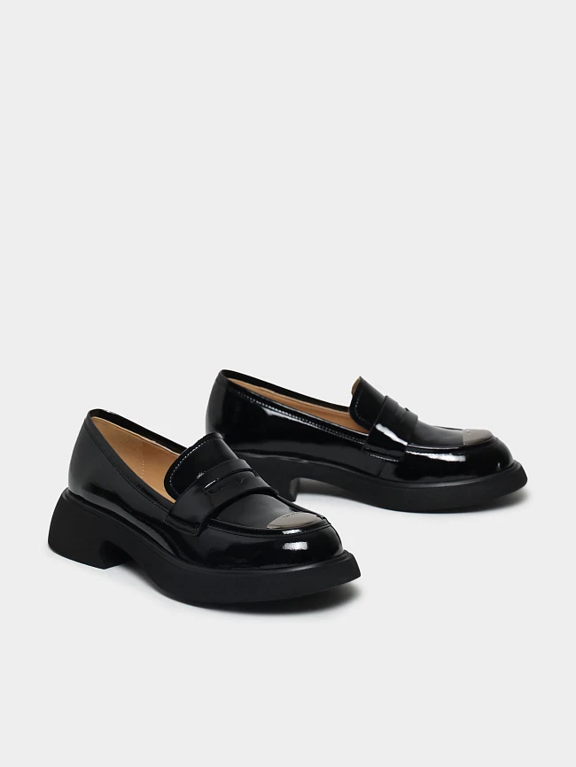 Лоферы женские всесезонные, цвет черный, натуральная кожа и полимерные материалы 1849340 | 3