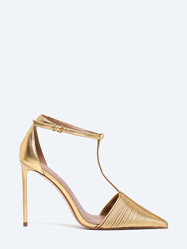 Туфли женские летние, цвет золотой, натуральная кожа 1494403 | 2