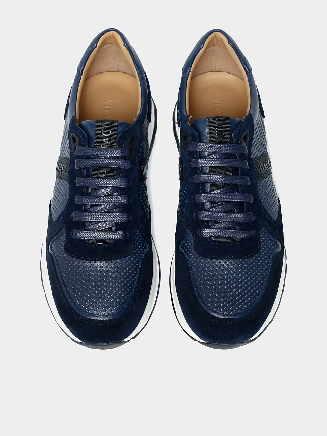 Кроссовки мужские демисезонные, цвет синий, натуральная кожа/натуральный спилок M253605 | 5