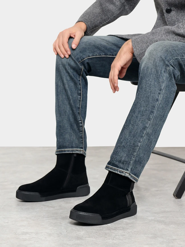 Полусапоги мужские зимние, цвет черный, натуральный спилок M1782122M | 9