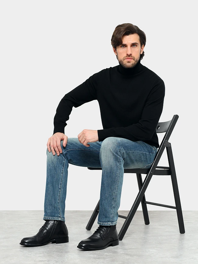 Ботинки мужские демисезонные, цвет черный, натуральная кожа M1022989 | 11