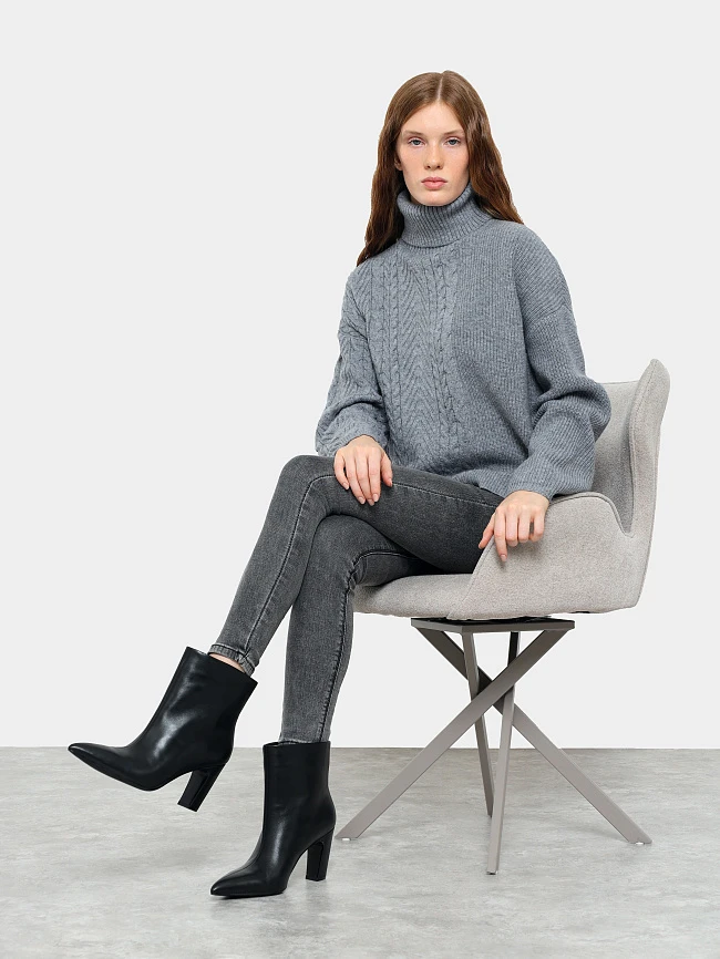 Ботильоны женские всесезонные, цвет черный, натуральная кожа 497227 | 11