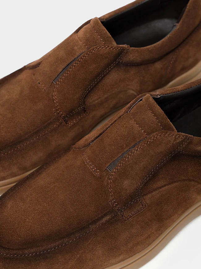 Лоферы мужские всесезонные, цвет коричневый, натуральный спилок M801215 | 6