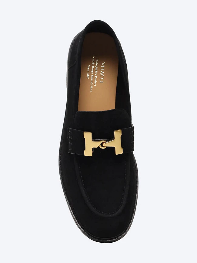 Лоферы женские всесезонные, цвет черный, натуральный велюр 7990111 | 4