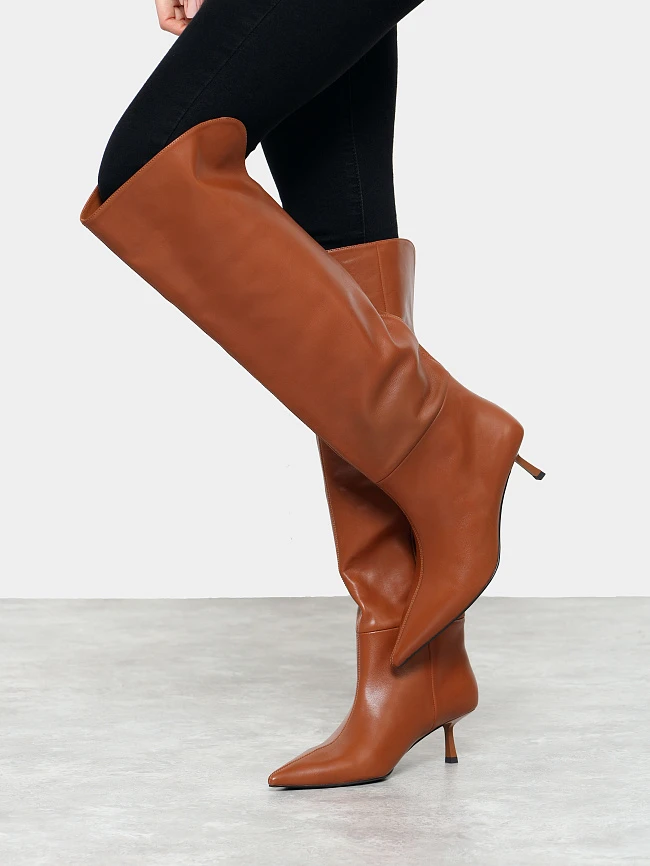 Сапоги женские демисезонные, цвет рыжий, натуральная кожа 1494584 | 9