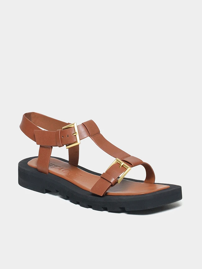 Сандалии женские летние, цвет рыжий, натуральная кожа 1495073 | 2