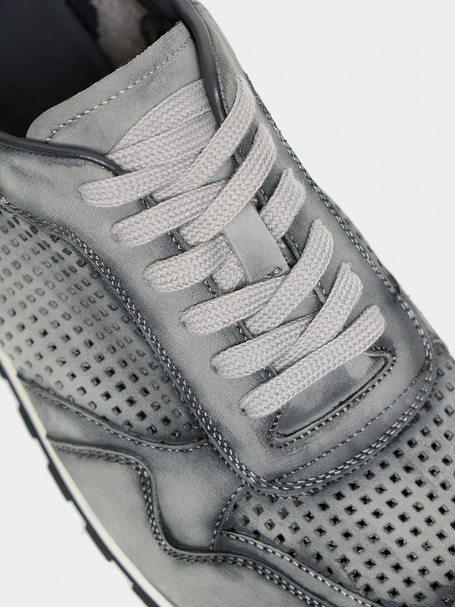 Кроссовки мужские летние, цвет серый, натуральный нубук M254420 | 5