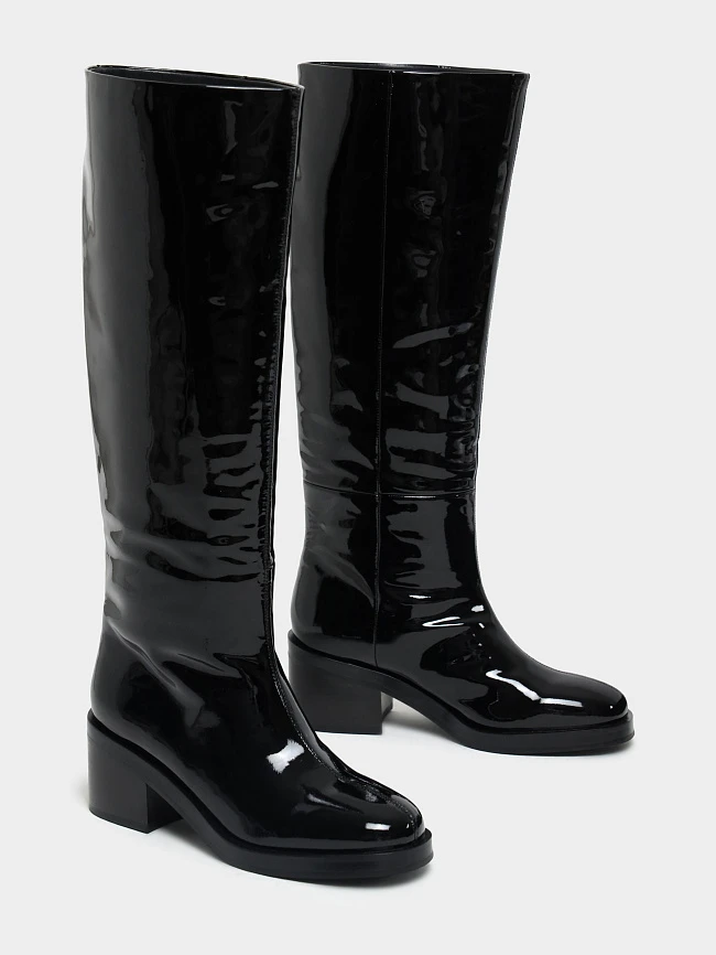 Сапоги женские демисезонные, цвет черный, натуральная лаковая кожа 1730857 | 3