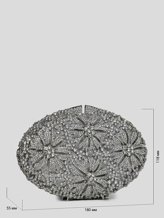 Клатчи C0936-29 женские цвет серебряный, текстиль/стразы C0936-29        | 2