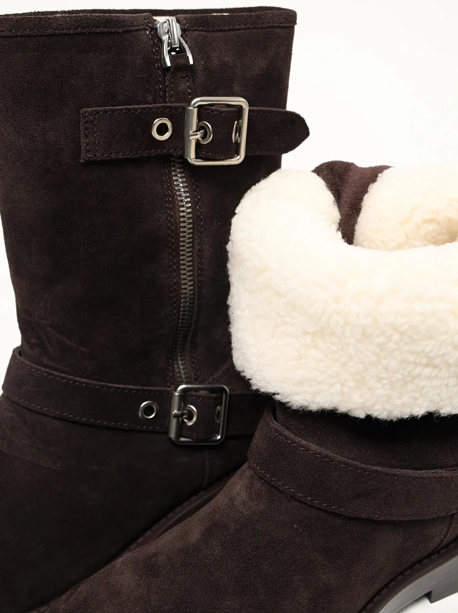 Полусапоги женские зимние, цвет коричневый, натуральный спилок 1731181M | 6