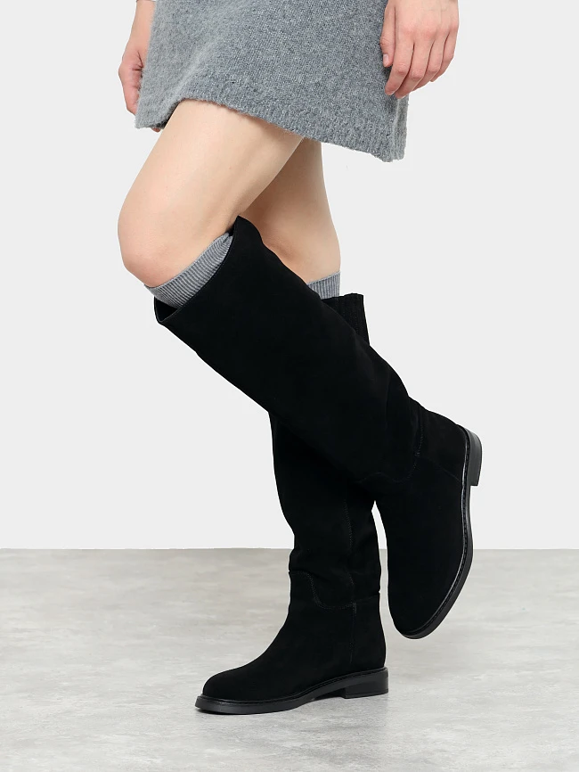 Сапоги женские демисезонные, цвет черный, натуральный спилок 27VC165 | 9