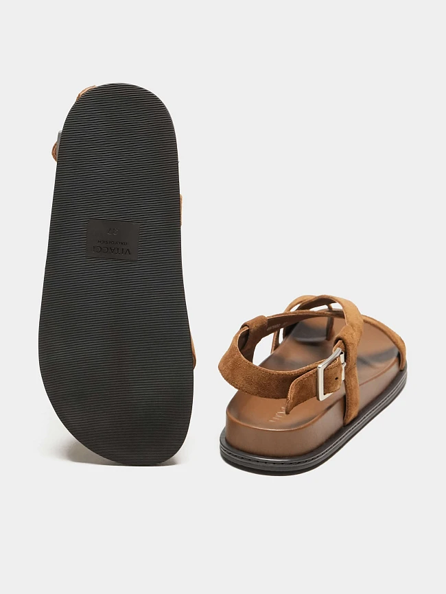 Сандалии женские летние, цвет бежевый, натуральный спилок 497602 | 6