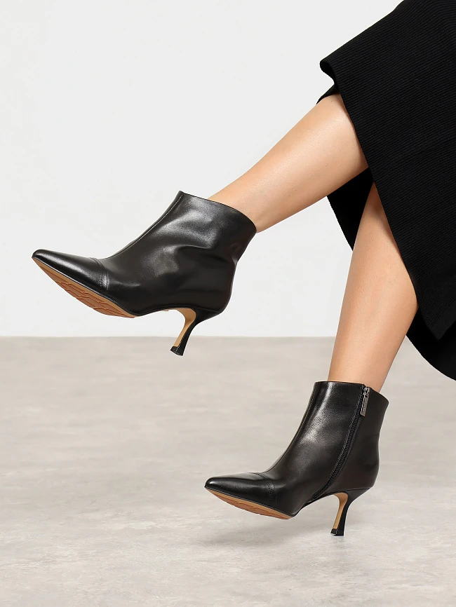 Ботильоны женские всесезонные, цвет черный, натуральная кожа 17VC400 | 7