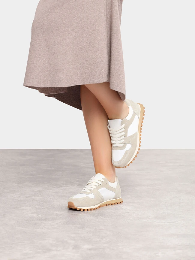 Кроссовки женские демисезонные, цвет молочный, натуральный спилок/текстиль 3630204 | 9