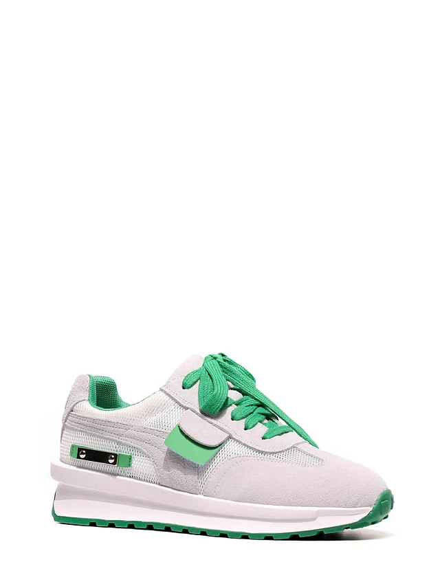 Кроссовки 1843471 женские цвет зеленый, натуральный спилок/текстиль 1843471         | 1