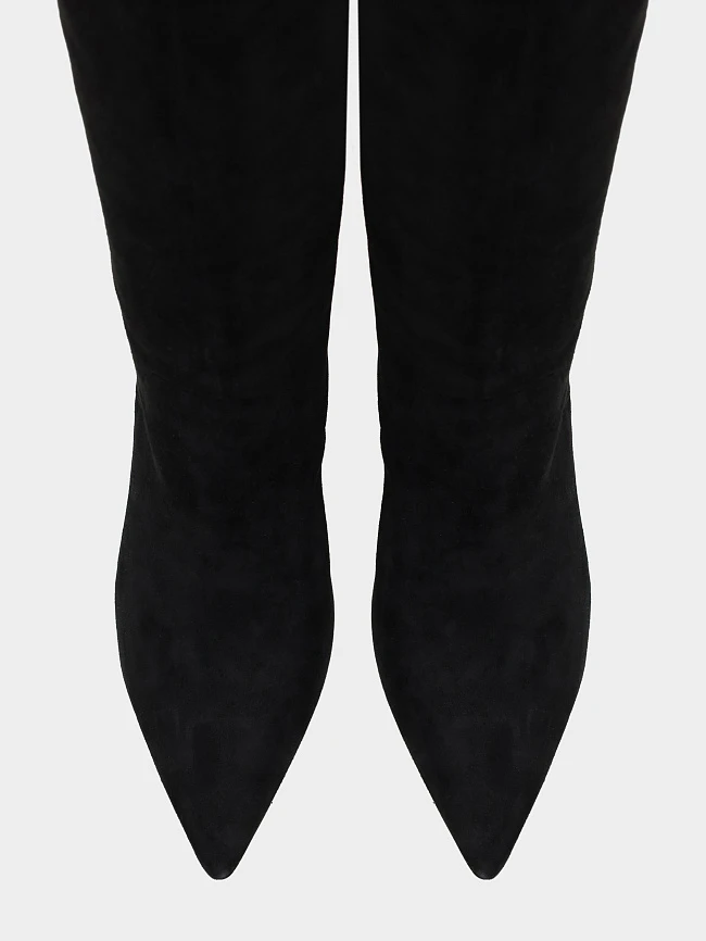 Ботфорты женские демисезонные, цвет черный, натуральный велюр 497233 | 5