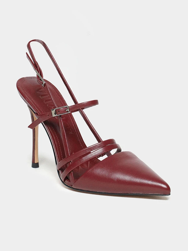 Туфли женские летние, цвет бордовый, натуральная кожа 497716 | 4