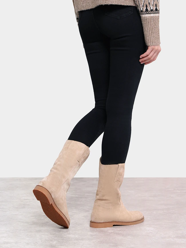 Полусапоги женские демисезонные, цвет бежевый, натуральный спилок 136568 | 9