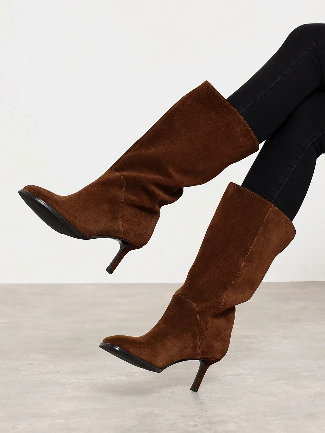 Сапоги женские демисезонные, цвет коричневый, натуральный спилок 1731146 | 7