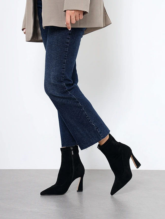 Полусапоги женские демисезонные, цвет черный, искусственный велюр 1396531P | 14