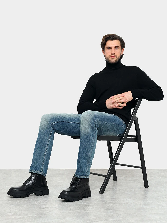 Ботинки мужские демисезонные, цвет черный, натуральная кожа M1023016 | 11