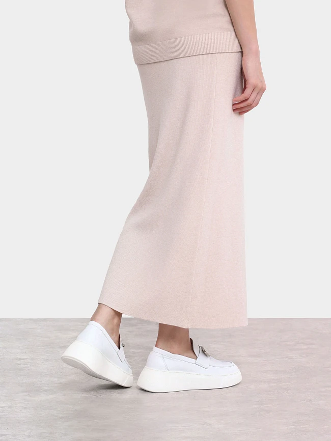 Лоферы женские всесезонные, цвет белый, натуральная кожа 136453 | 9