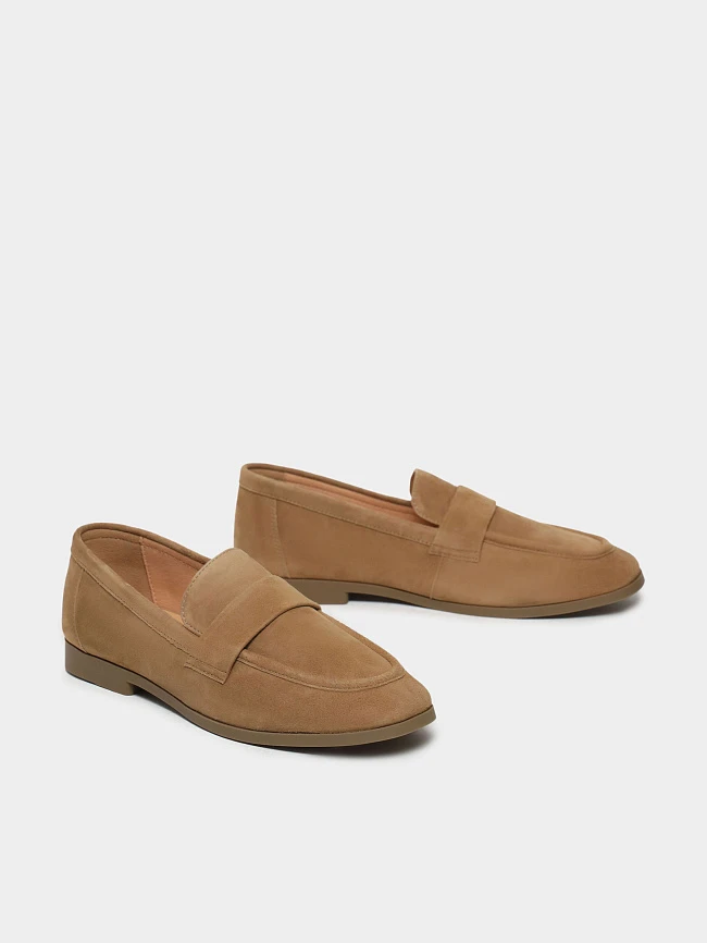 Лоферы женские всесезонные, цвет рыжий, натуральный велюр 3630230 | 3