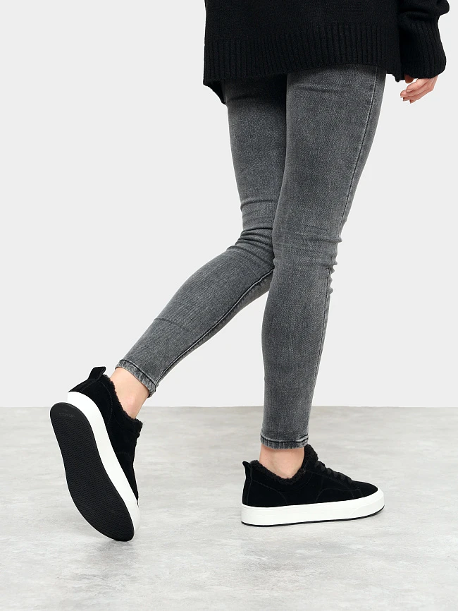 Кеды женские зимние, цвет черный, натуральный спилок 3630309M | 8