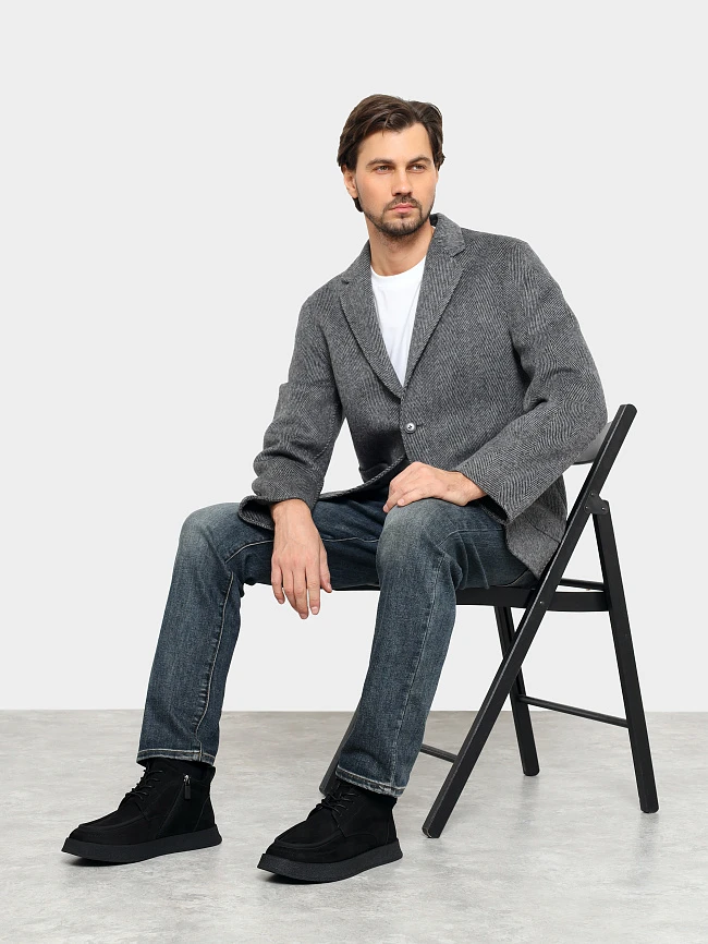 Ботинки мужские зимние, цвет черный, натуральный нубук M1782572M | 11