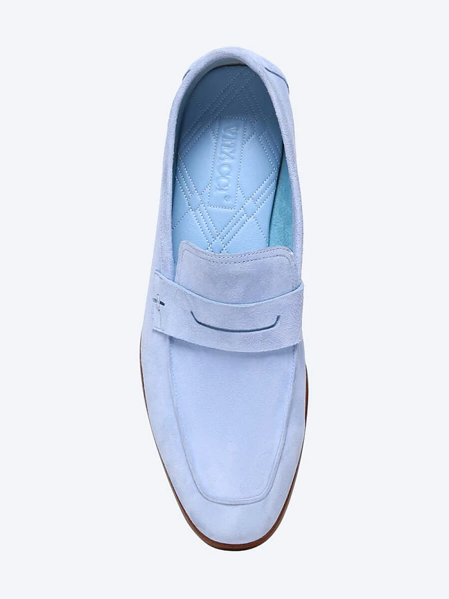 Лоферы мужские всесезонные, цвет голубой, натуральный велюр M1022835 | 4