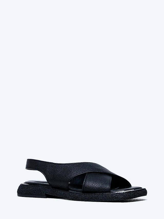 Сандалии женские летние, цвет черный, натуральная кожа и полимерные материалы 1849800 | 1