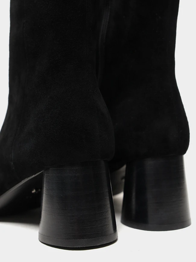 Полусапоги женские всесезонные, цвет черный, натуральный велюр 642223 | 6
