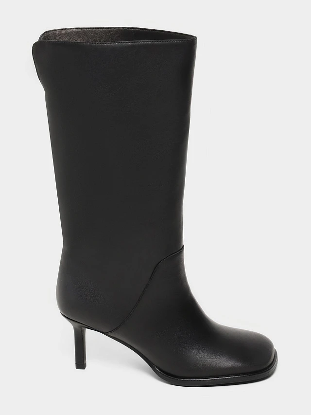 Сапоги женские демисезонные, цвет черный, натуральная кожа 1731144 | 1